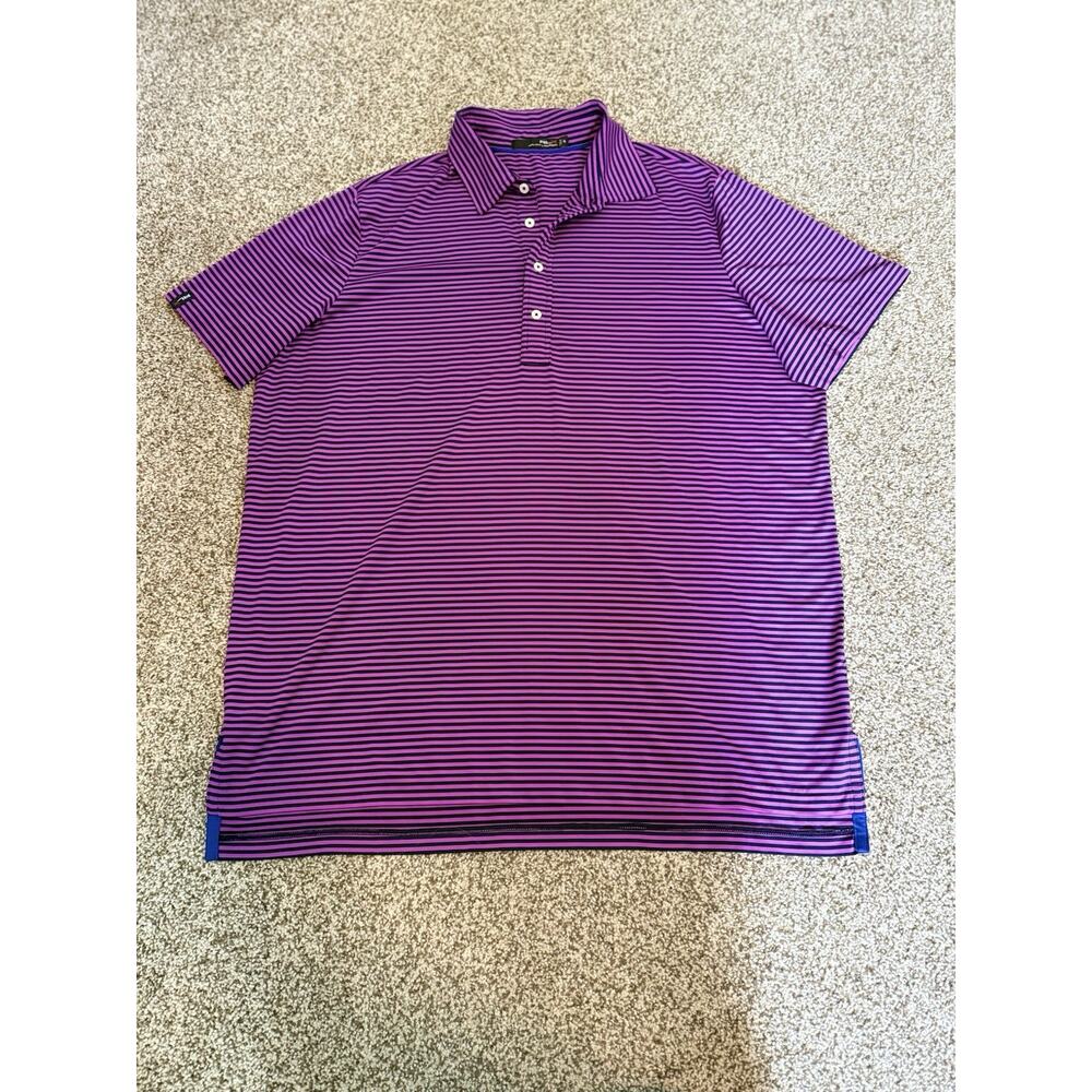Ralph Lauren RLX Polo Shirt Mens XL Purple Black Golf Lightweight Stretch